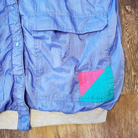 Vintage Reversible Jacket Retro 80s Blue Pink and Grey Large by Current Scene - Picture 5 of 16